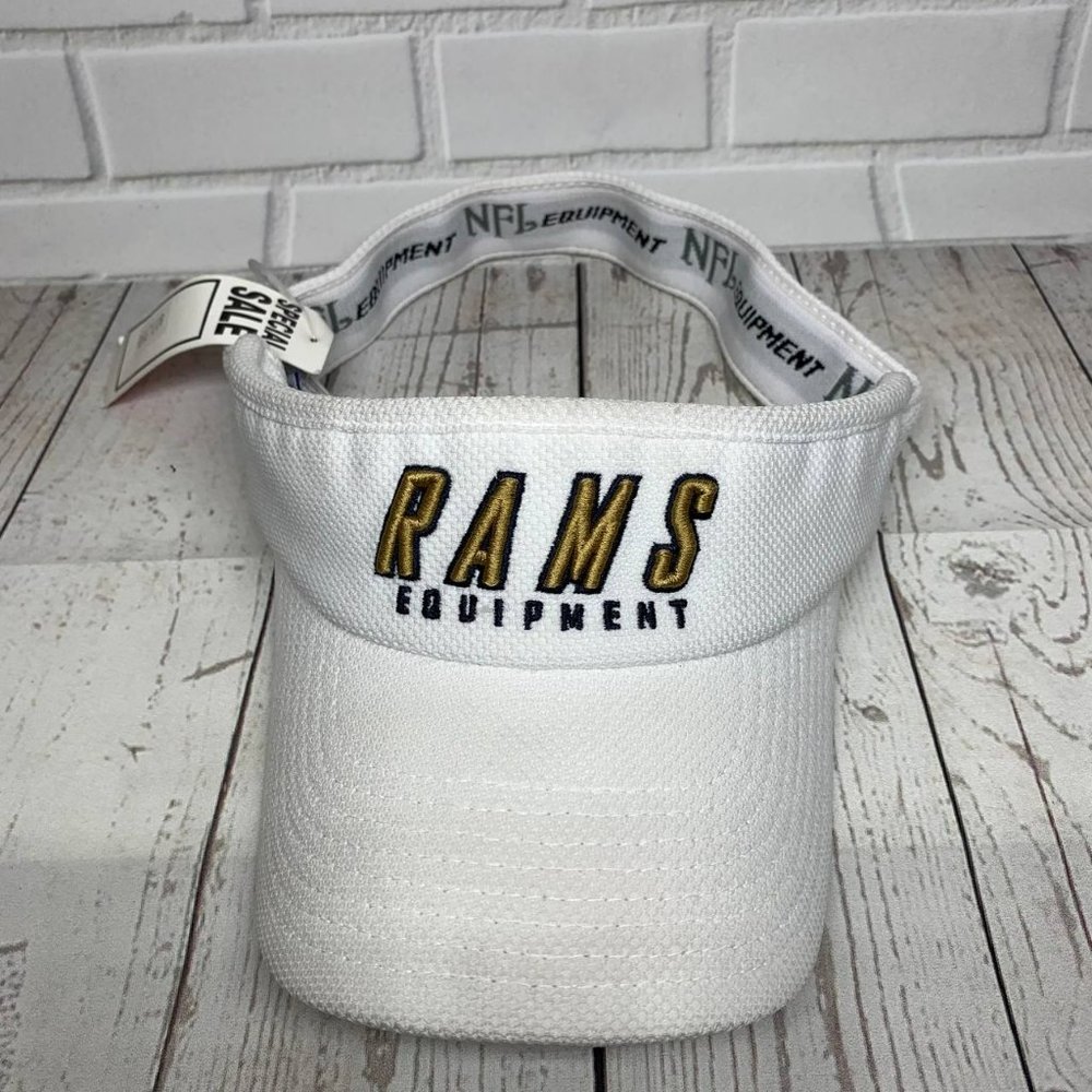 Vintage Los Angeles Rams M/L Reebok Visor Hat Stretch‎ Fitted Cap White New Men